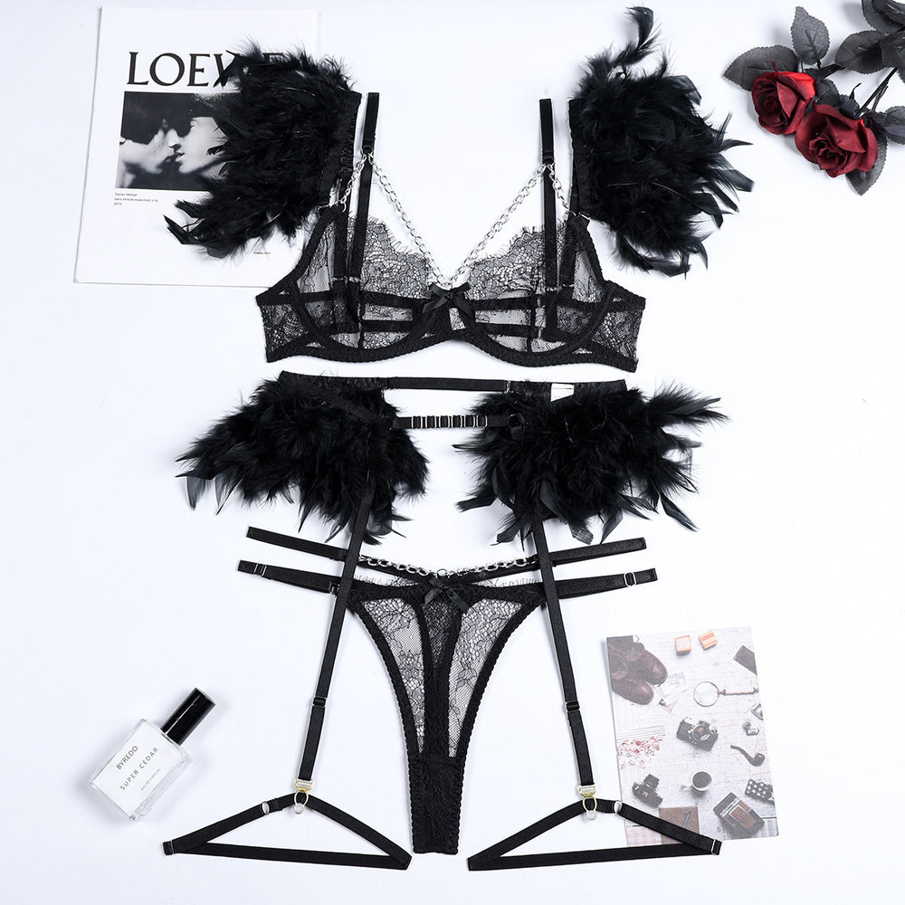 Christma Chains Lace Sexy Lingerie Women Underwear Bra Pa - Onouthati