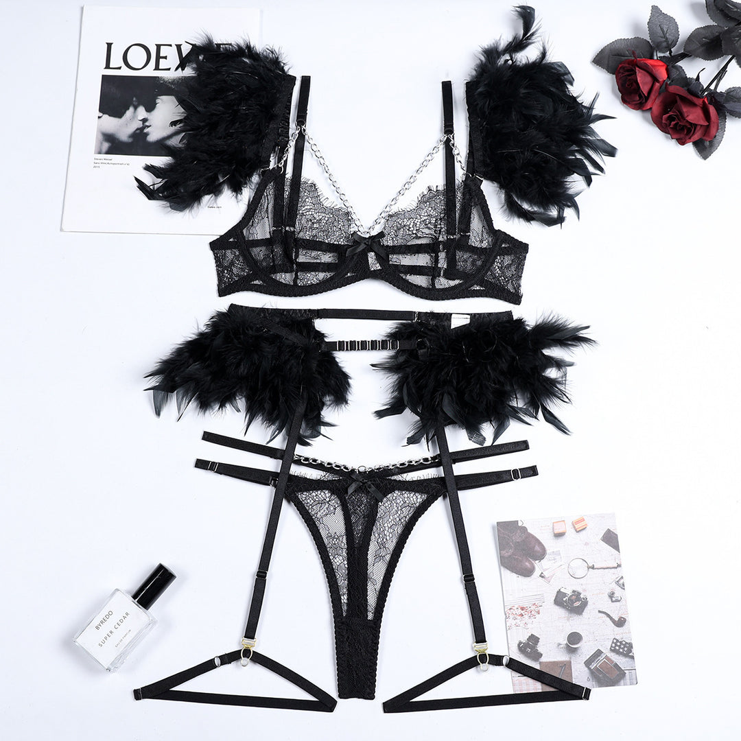 Christma Chains Lace Sexy Lingerie Women Underwear Bra Pa - Onouthati