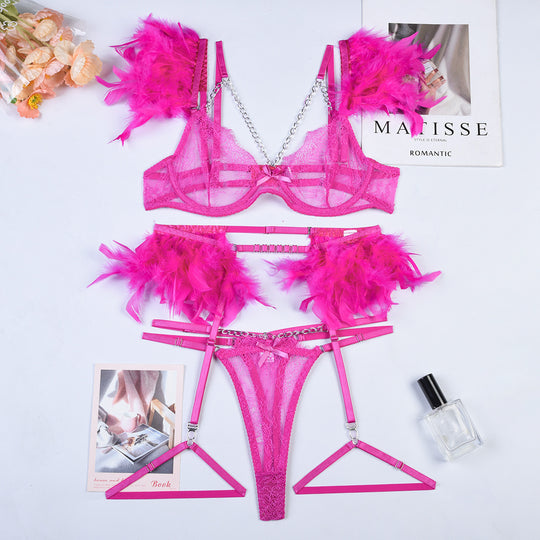 Christma Chains Lace Sexy Lingerie Women Underwear Bra Pa - Onouthati