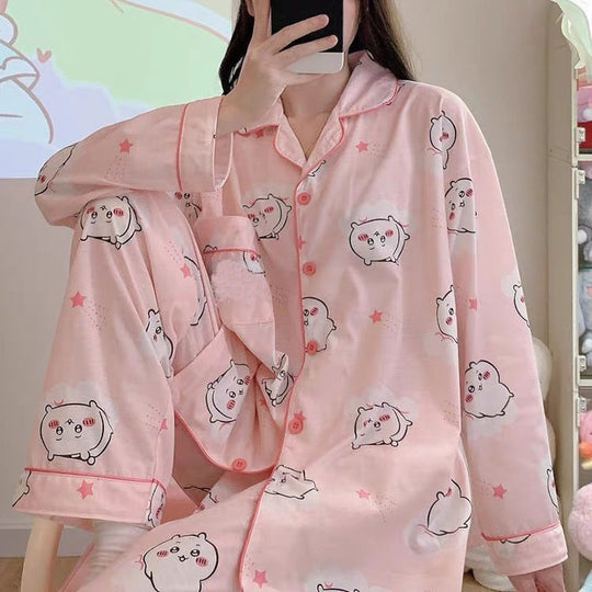 Japanese Sweet Cartoon Long Sleeved Pajamas For Women - Onouthati