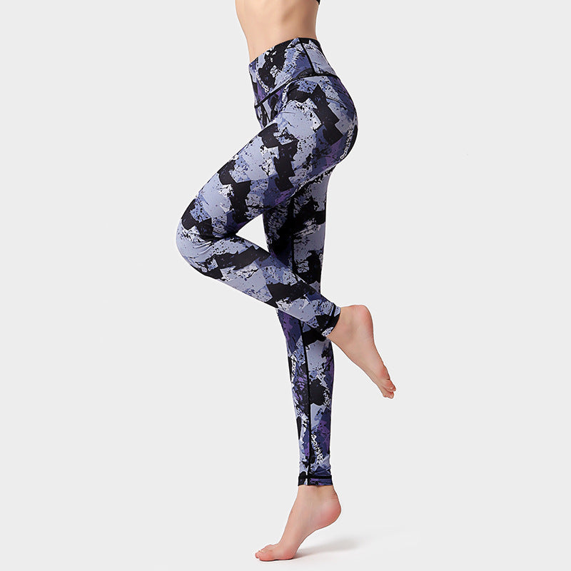 Fashion Flowers Print Leggings High Waist Hip Lifting Yoga Pants For Women Sports Running Fitness Trousers - Onouthati