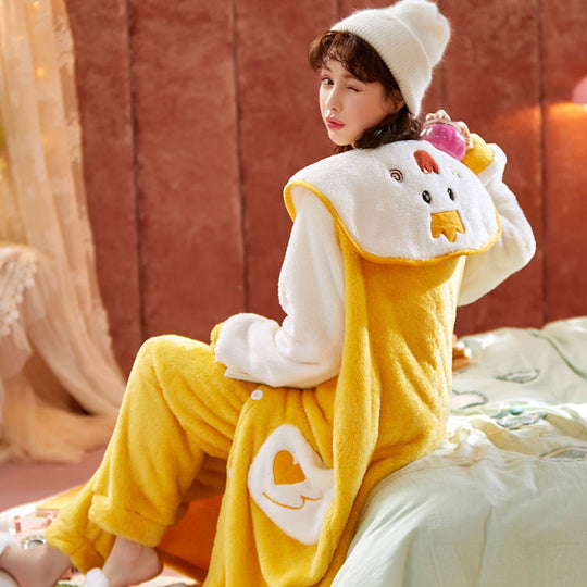 Sweet Fall Pajamas  Flannel Nightgown Women - Onouthati