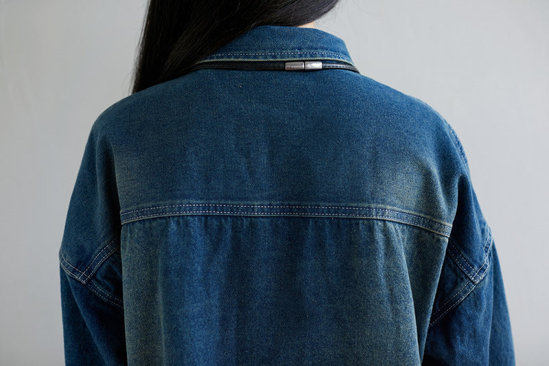 Women's Fashion Wash Vintage Denim Jacket - Onouthati