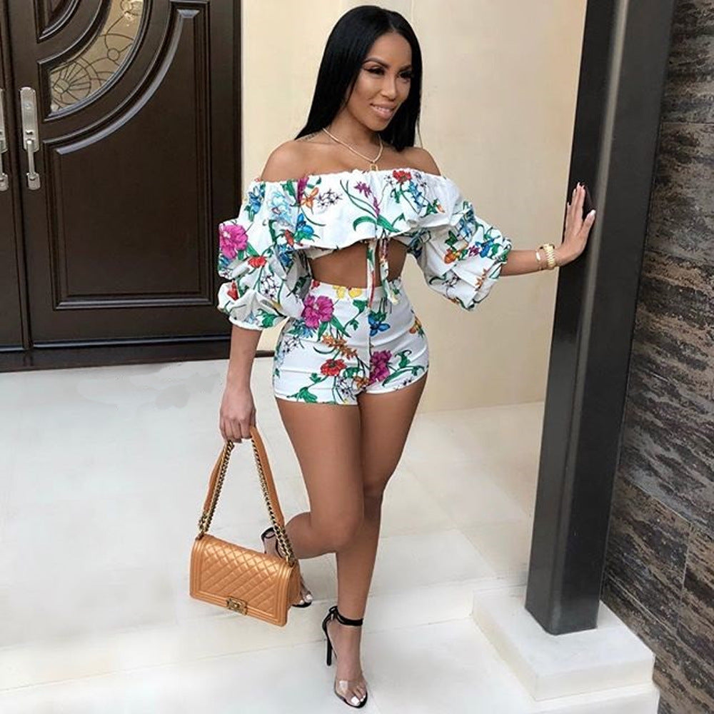 European and American sexy digital printing pile sleeves two-piece - Onouthati