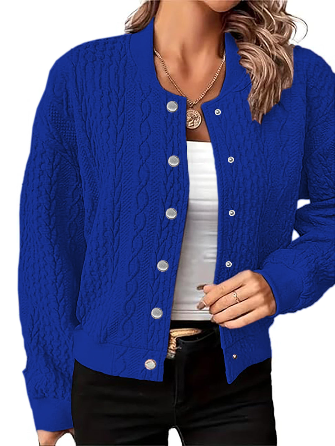 Women's Cardigan Fashion Button Coat Jacket - Onouthati