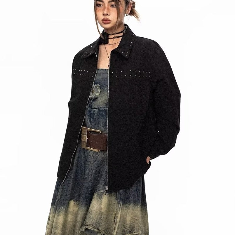 Decorative Rivets Female Trendy All-match Jacket - Onouthati