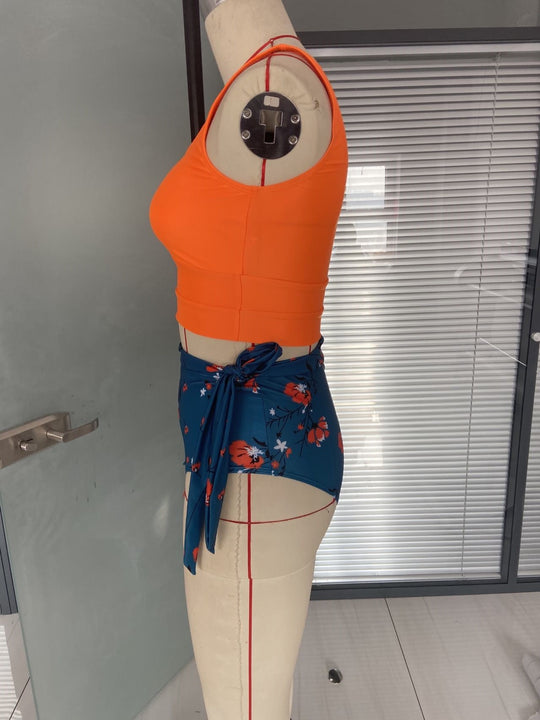 New Bikini Europe Cloth Printing Swimming Split Conservative Bikini Swimsuit For Women - Onouthati