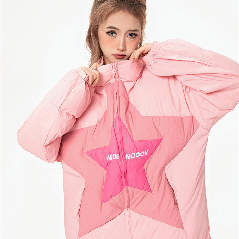 Corduroy Patchwork Stand-up Collar Men's And Women's Coats - Onouthati