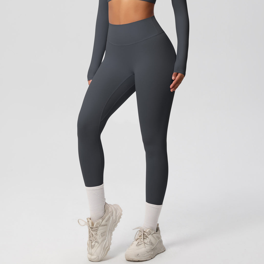 European And American High Waist Nude Feel Skin-friendly Tights Running Sports Fitness - Onouthati
