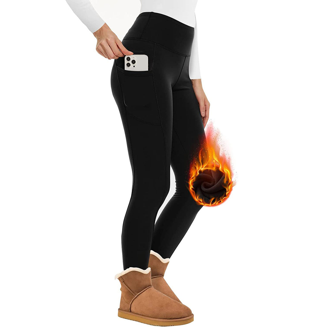 Women's Cropped High Waist Velvet Padded Thick Leggings Tight Sports Hip Raise Yoga Pants - Onouthati