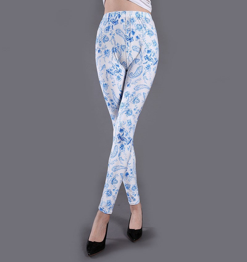 Spring And Summer Milk Silk Printed Leggings For Women - Onouthati