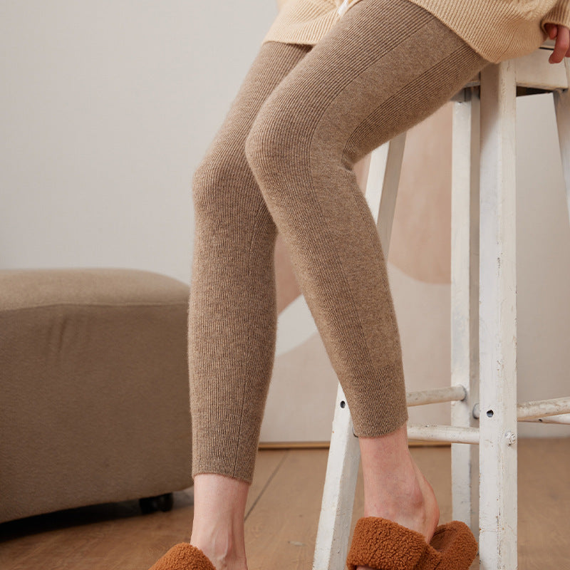 Cashmere Drawstring Tights Women's Inner Wear High Waist Slim Fit Leggings - Onouthati