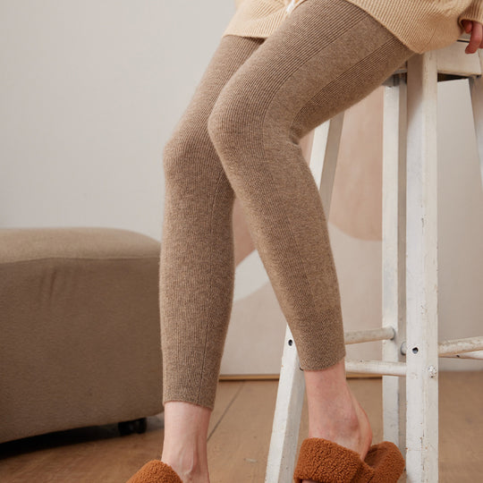 Cashmere Drawstring Tights Women's Inner Wear High Waist Slim Fit Leggings - Onouthati