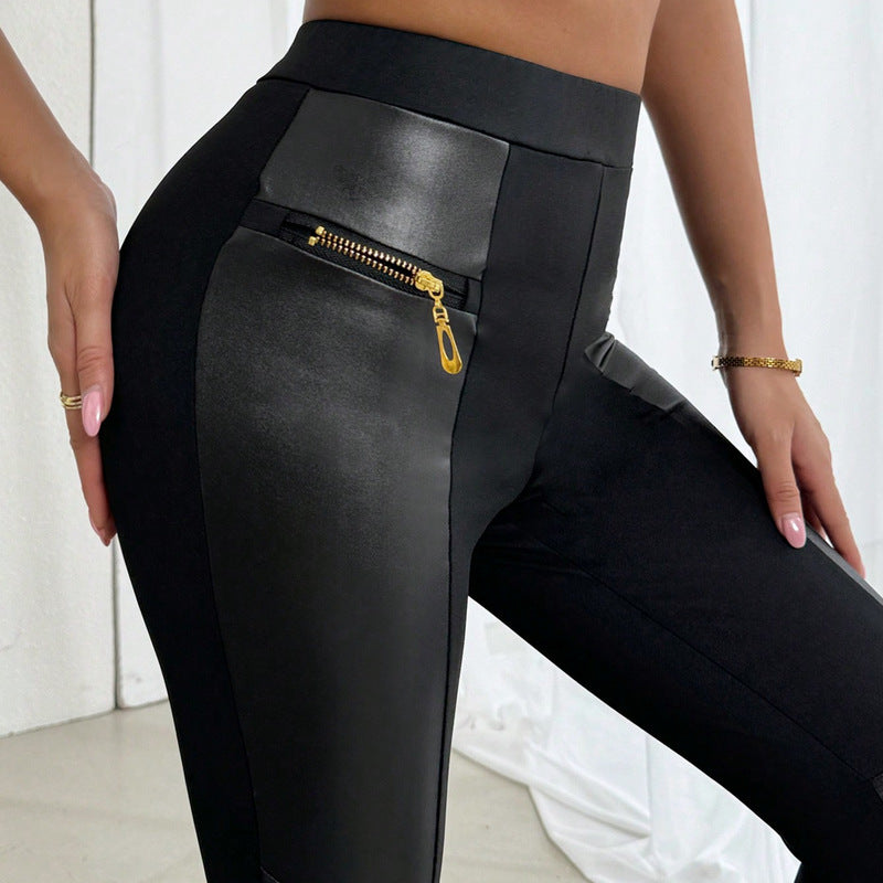 Black High Waist Stretch Feet Black Trousers Tight Pencil Magic Pants - Onouthati