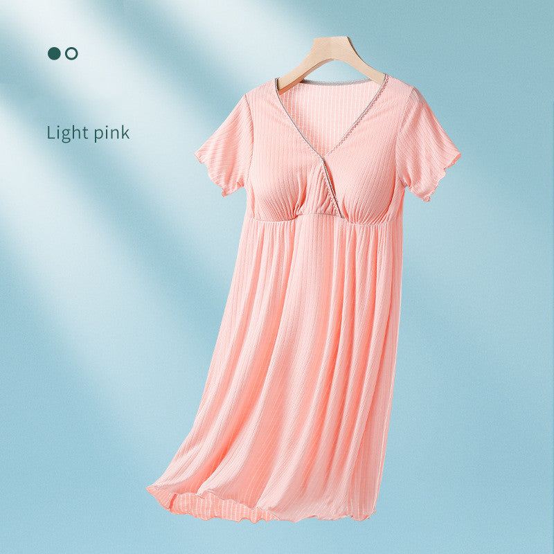 Breastfeeding Dress Thin Breastfeeding Modal Pajamas Pregnant Women - Onouthati