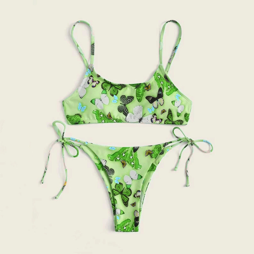 Summer Flowers Print Bikini Sexy Beach Swimming Suit Fashion Push Up Swimsuit Womens Clothing - Onouthati