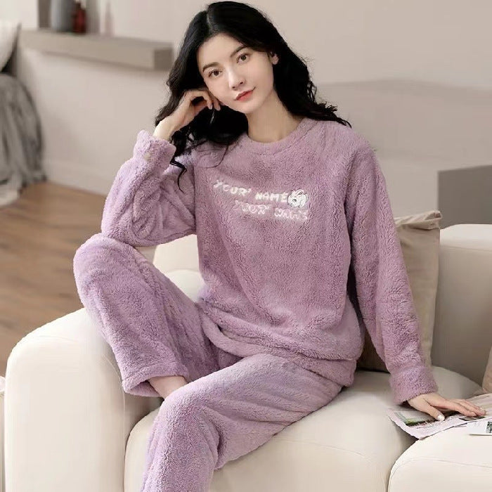 Flannel Women Pajamas Sets Sleepwear Home - Onouthati