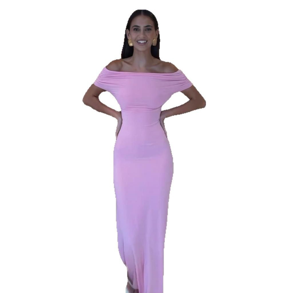 French Style Off-shoulder Shoulder-baring Sexy Temperament Waist-tight Dress Women - Onouthati