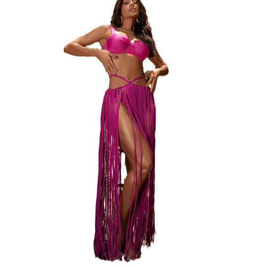 Pure Color Bikini Three-piece Split Swimsuit For Women - Onouthati