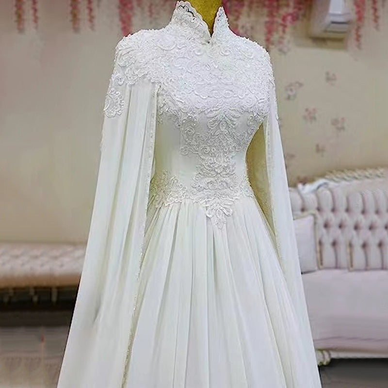 Lace Slim Long Sleeve Fishtail Wedding Dress - Onouthati