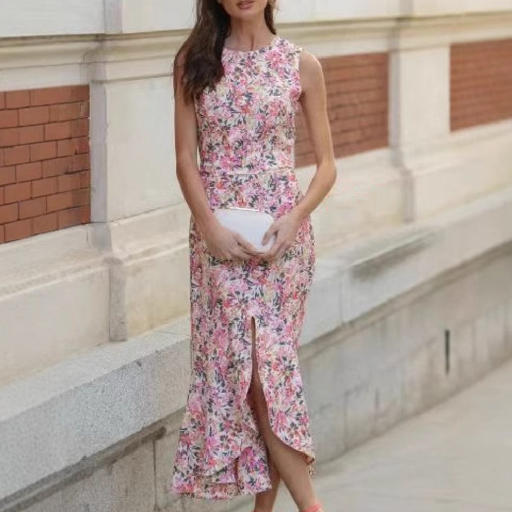 Fashion Printing Sleeveless Elegant Dress Women - Onouthati