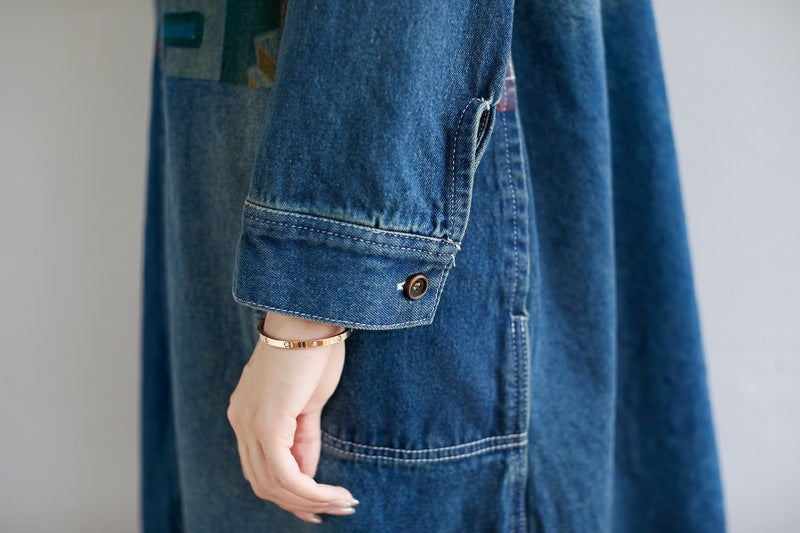 Women's Fashion Wash Vintage Denim Jacket - Onouthati