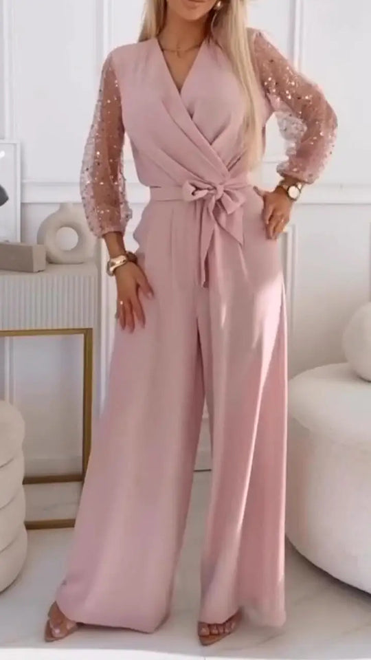 Sequined Top Wide Leg Pants Casual Suit Women - Onouthati