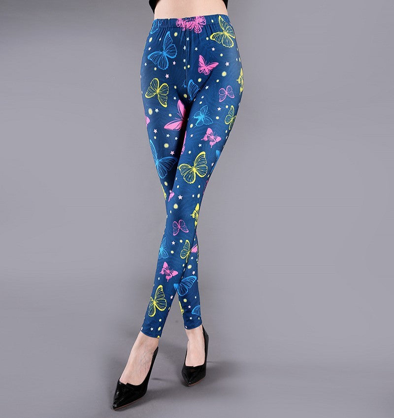 Spring And Summer Milk Silk Printed Leggings For Women - Onouthati