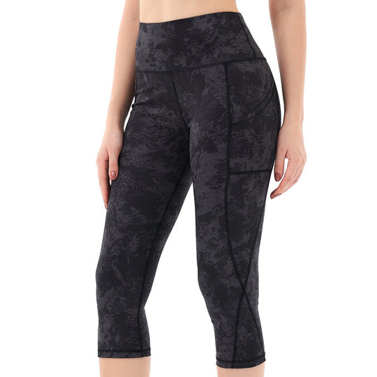 Cropped Pants Yoga Clothes Leggings Printed Fitness Pants - Onouthati