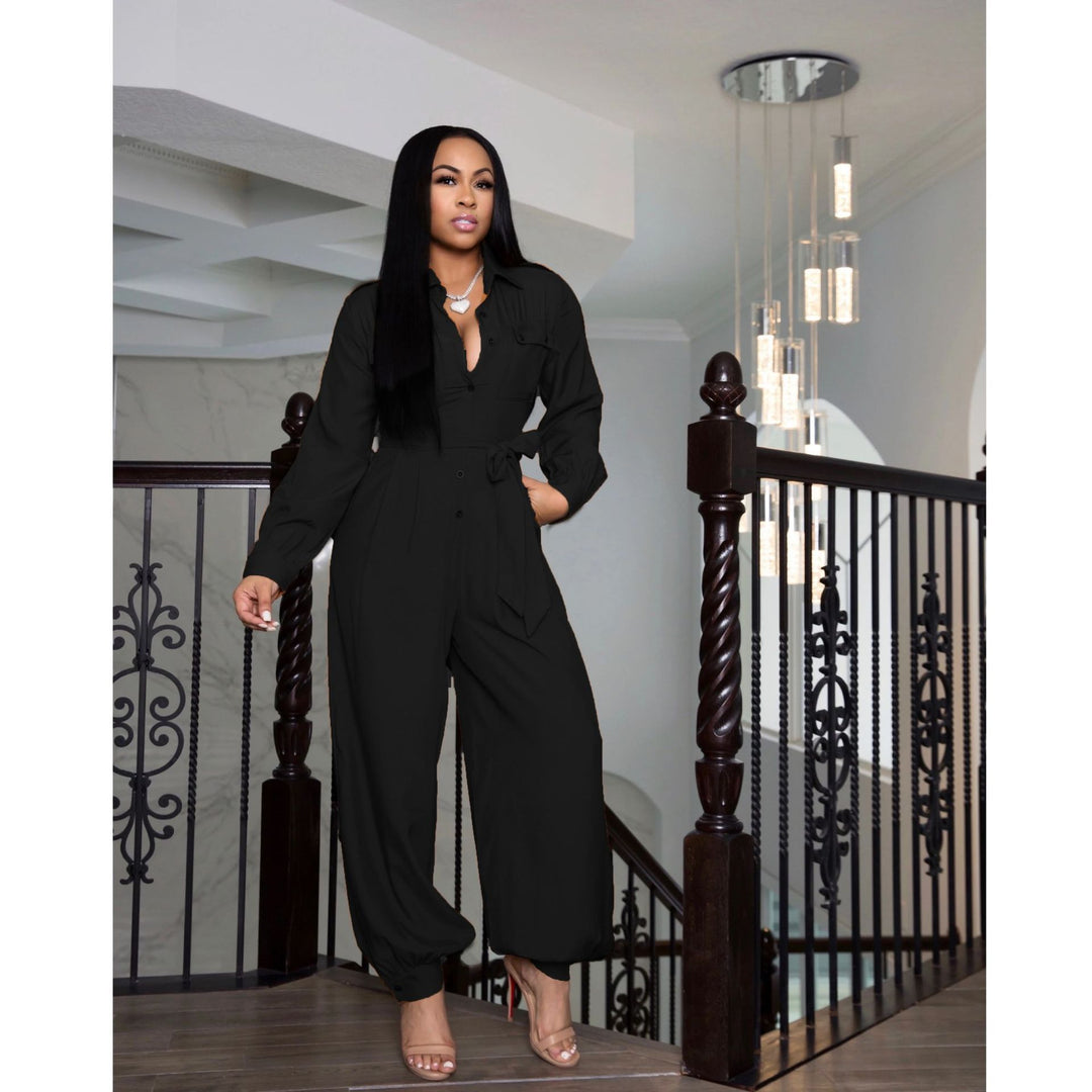 Solid Color Loose Jumpsuit Women - Onouthati