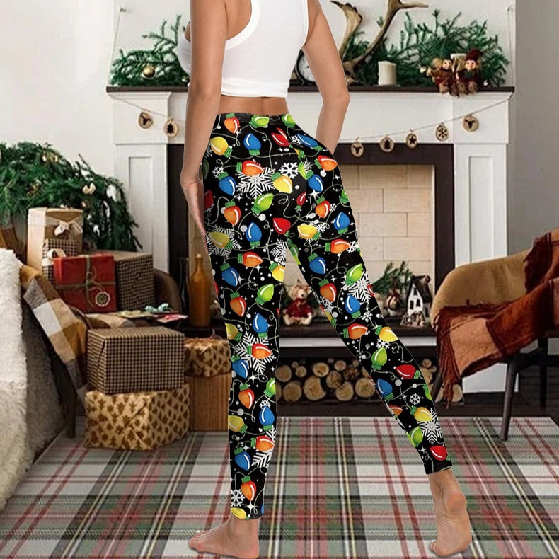 Christmas Printed Sports Yoga Elastic Leggings For Women - Onouthati