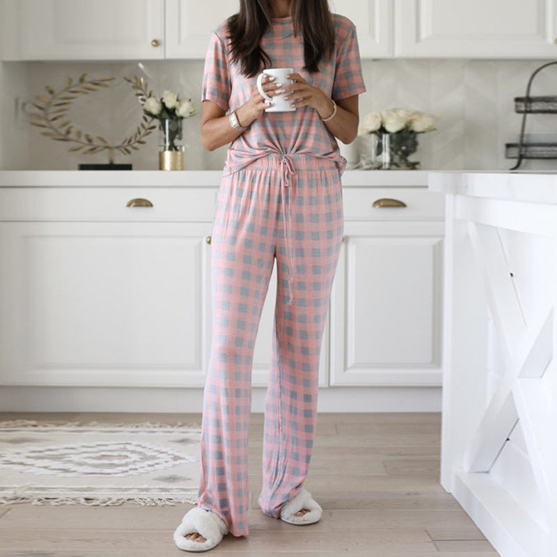 Women Printed Two-Piece Pajamas Suits - Onouthati