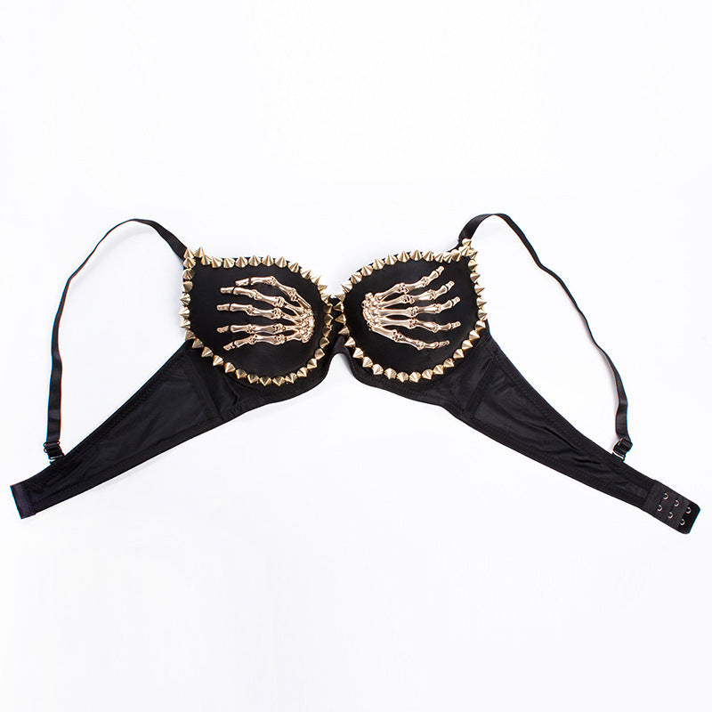 Women Nightclub Black Finger Bra - Onouthati
