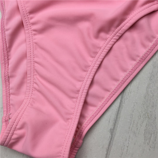 cut out Bikinis Sexy pink bandage cut out Halter bikini swimsuit women cross Women's swimwear swimming suit - Onouthati