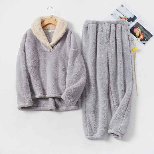 Coral Fleece Pajamas Women Autumn And Winter Pajamas Set Thickened Home Service - Onouthati