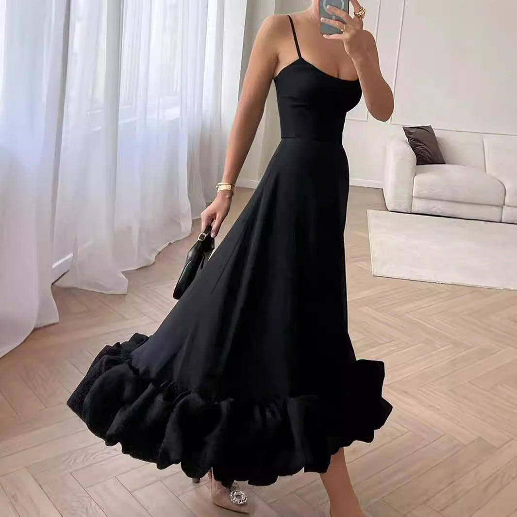 Sling Ball Large Skirt Solid Color Dress Women - Onouthati