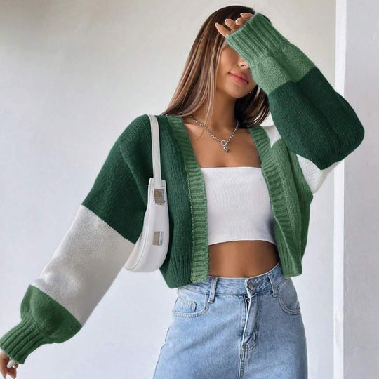 Flirla Colorblock Drop Shoulder Duster Cardigan,Long Sleeve Tops - Onouthati