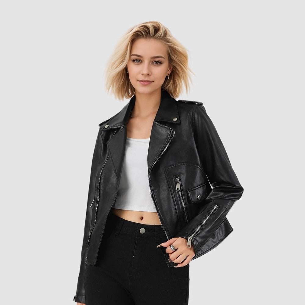Women's Leather Top Short Coat - Onouthati