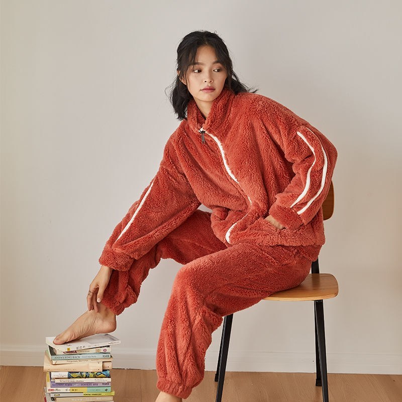 Coral Velvet Thickened Pajamas Women Autumn And Winter Models - Onouthati