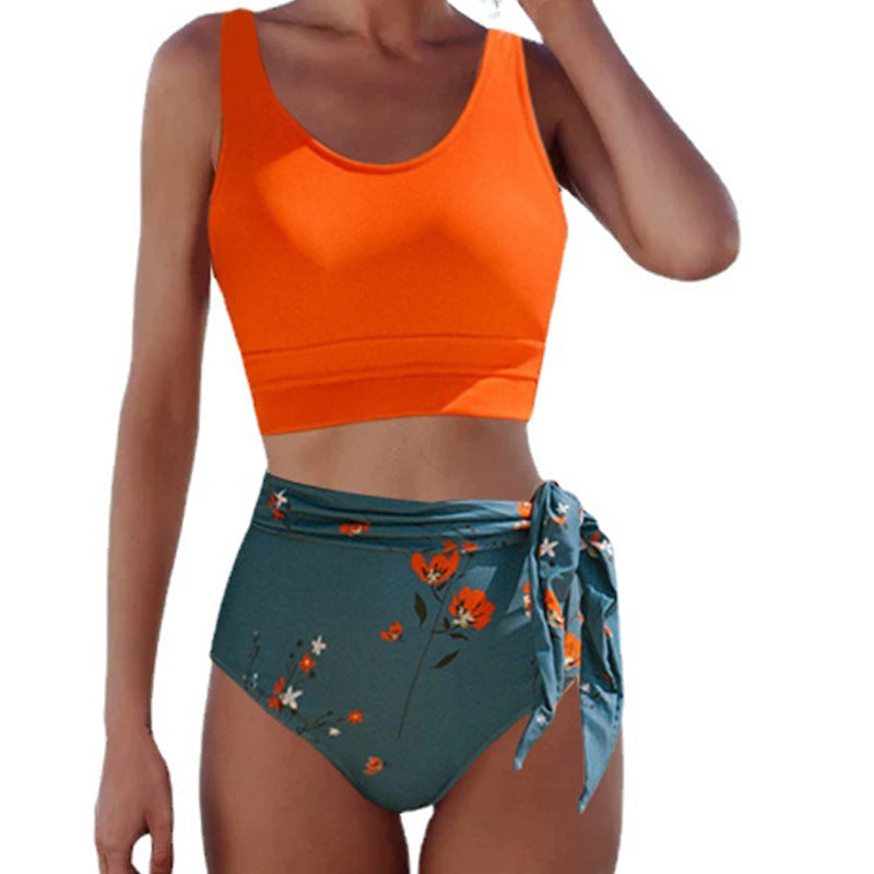 New Bikini Europe Cloth Printing Swimming Split Conservative Bikini Swimsuit For Women - Onouthati