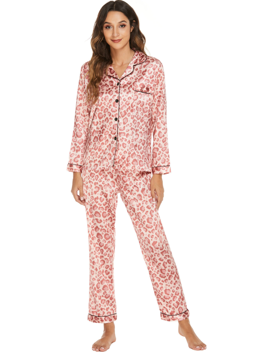 Two-piece Stretch Satin Home Wear Pajamas Women - Onouthati