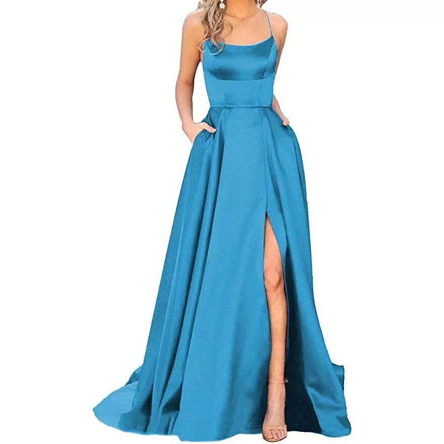 Solid Color Long Slimming And Shoulder Hollow Girlfriends Fashion Bridesmaid Party Dress - Onouthati