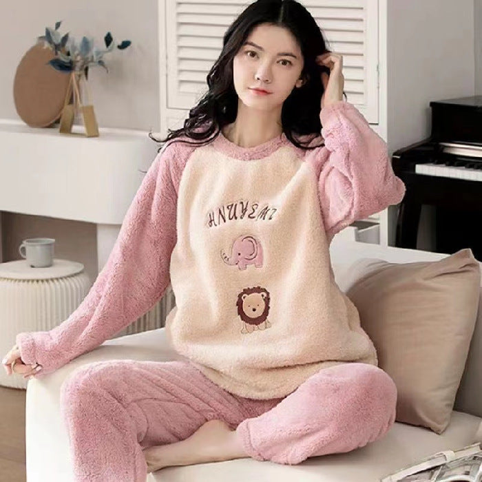 Flannel Women Pajamas Sets Sleepwear Home - Onouthati
