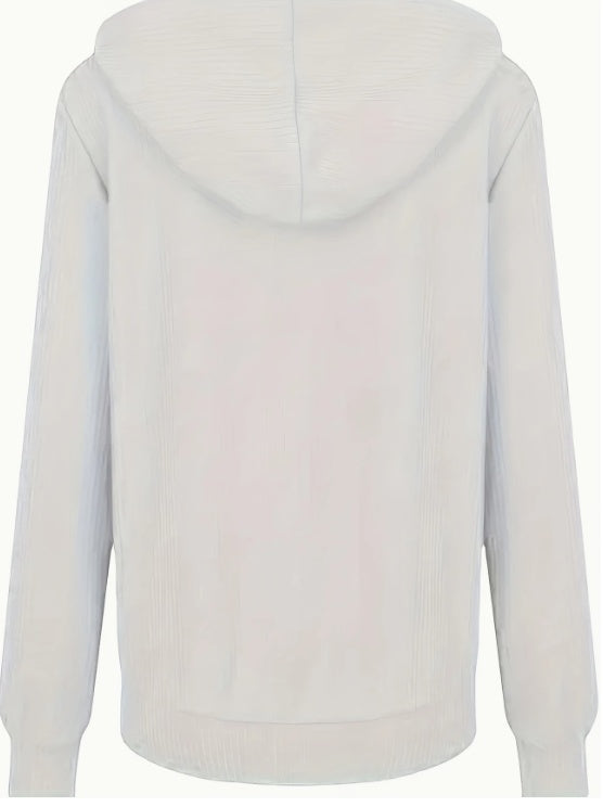 Zip Up Drawstring Hoodies, Casual Soldi Long Sleeve Sweatshirt - Onouthati