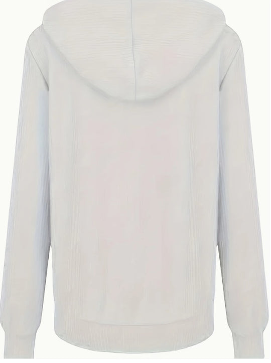 Zip Up Drawstring Hoodies, Casual Soldi Long Sleeve Sweatshirt - Onouthati