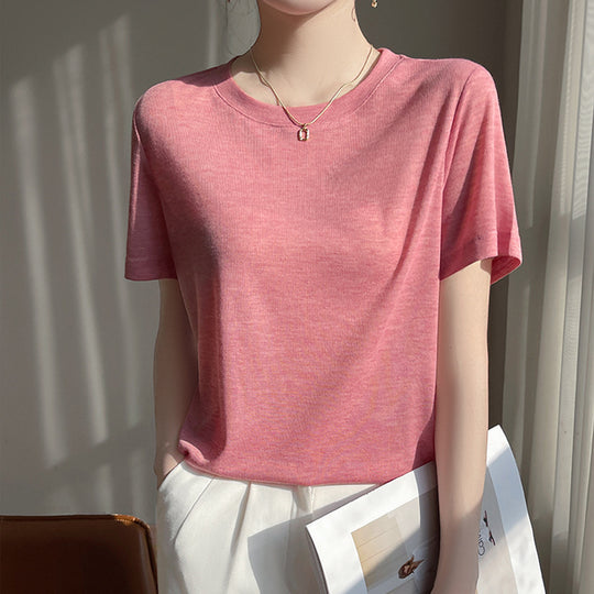 Loose Temperament Round Neck T-shirt Women - Onouthati
