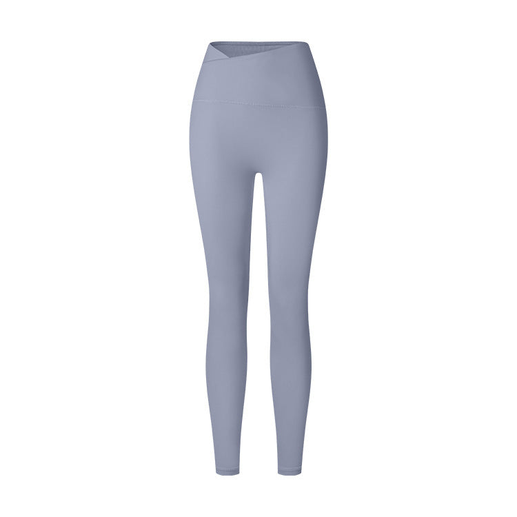 Autumn And Winter Cross Waist Nude Feel Sports Trousers - Onouthati