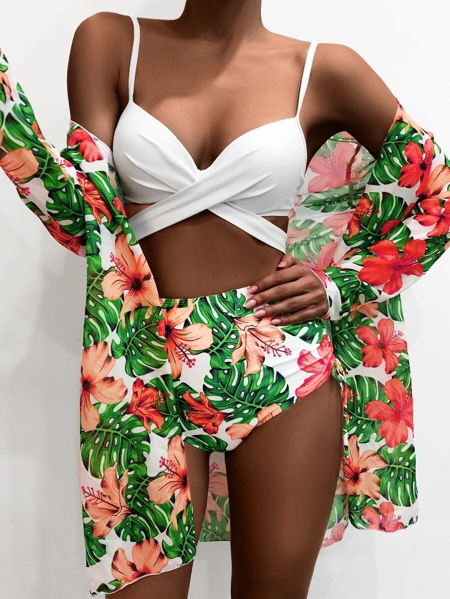 New Swimsuit European And American Three-Piece Bikini Cross-Border Exclusively For Mesh Split Swimsuit Women Bikini - Onouthati
