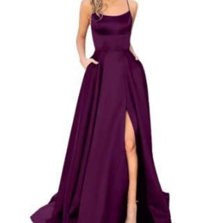 Solid Color Long Slimming And Shoulder Hollow Girlfriends Fashion Bridesmaid Party Dress - Onouthati