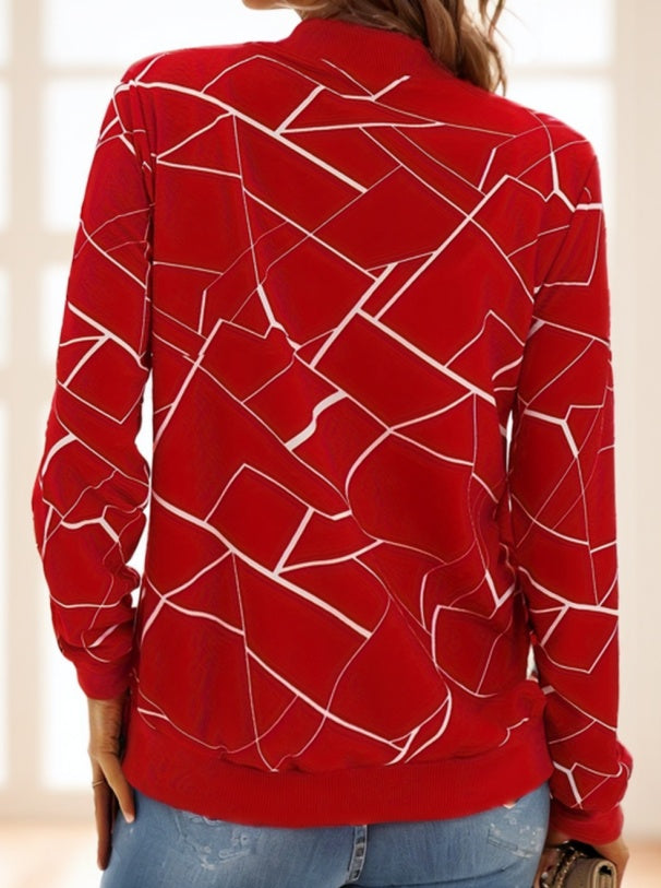 Geo Print Zipper Front Jacket - Onouthati